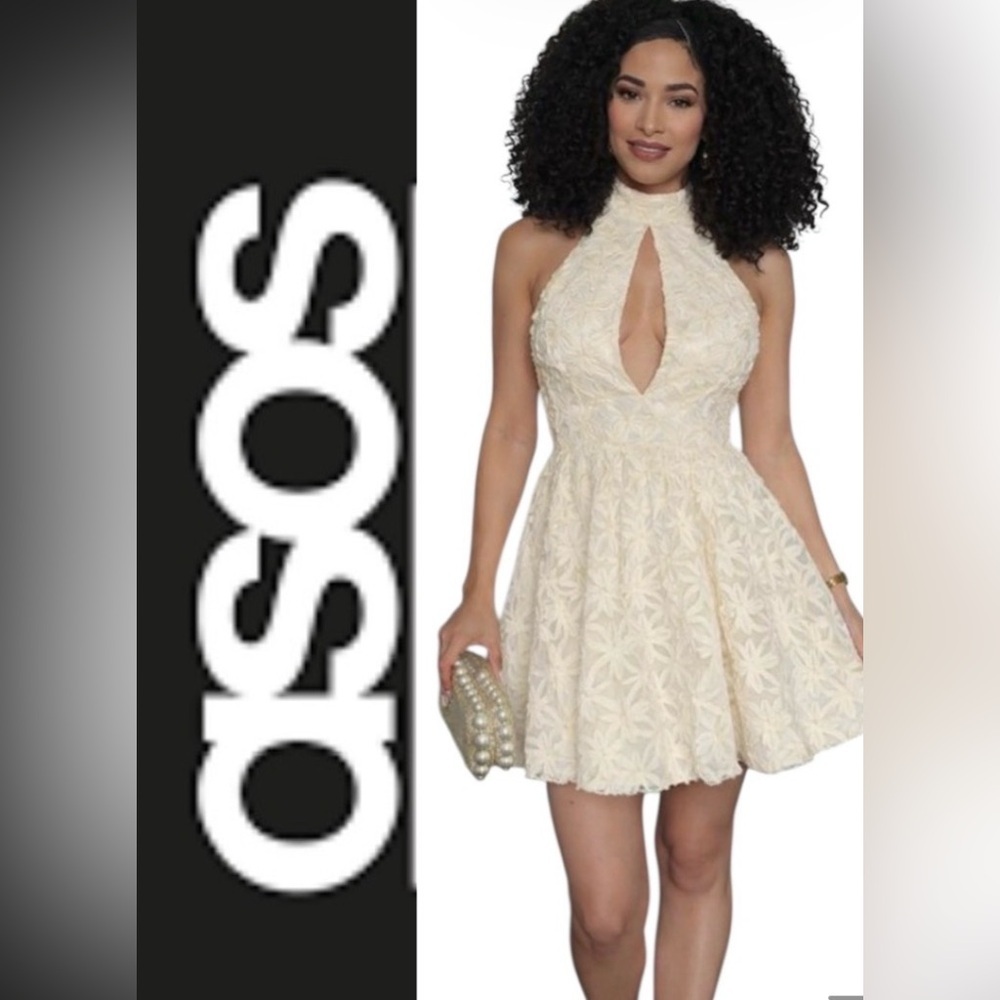 NWOT- ASOS Luxe 3D floral hater dress $199 size 4 -